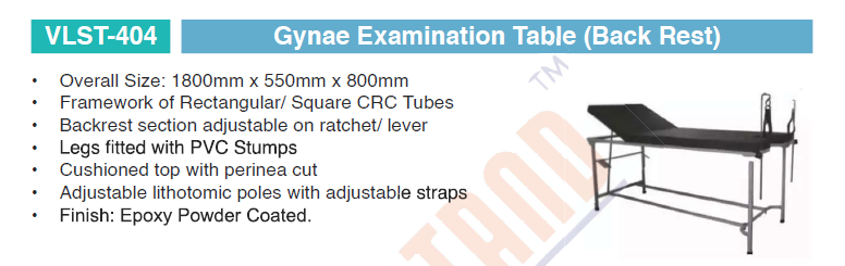 Gynae Examination Table (Back Rest)